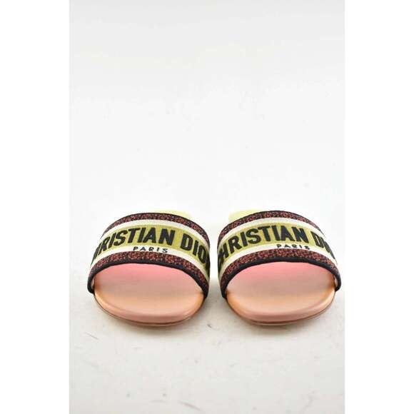 Christian Dior Dway Rainbow Multicolor Embroidered Logo Slide Flat Sandal 41.5 - Picture 6 of 12